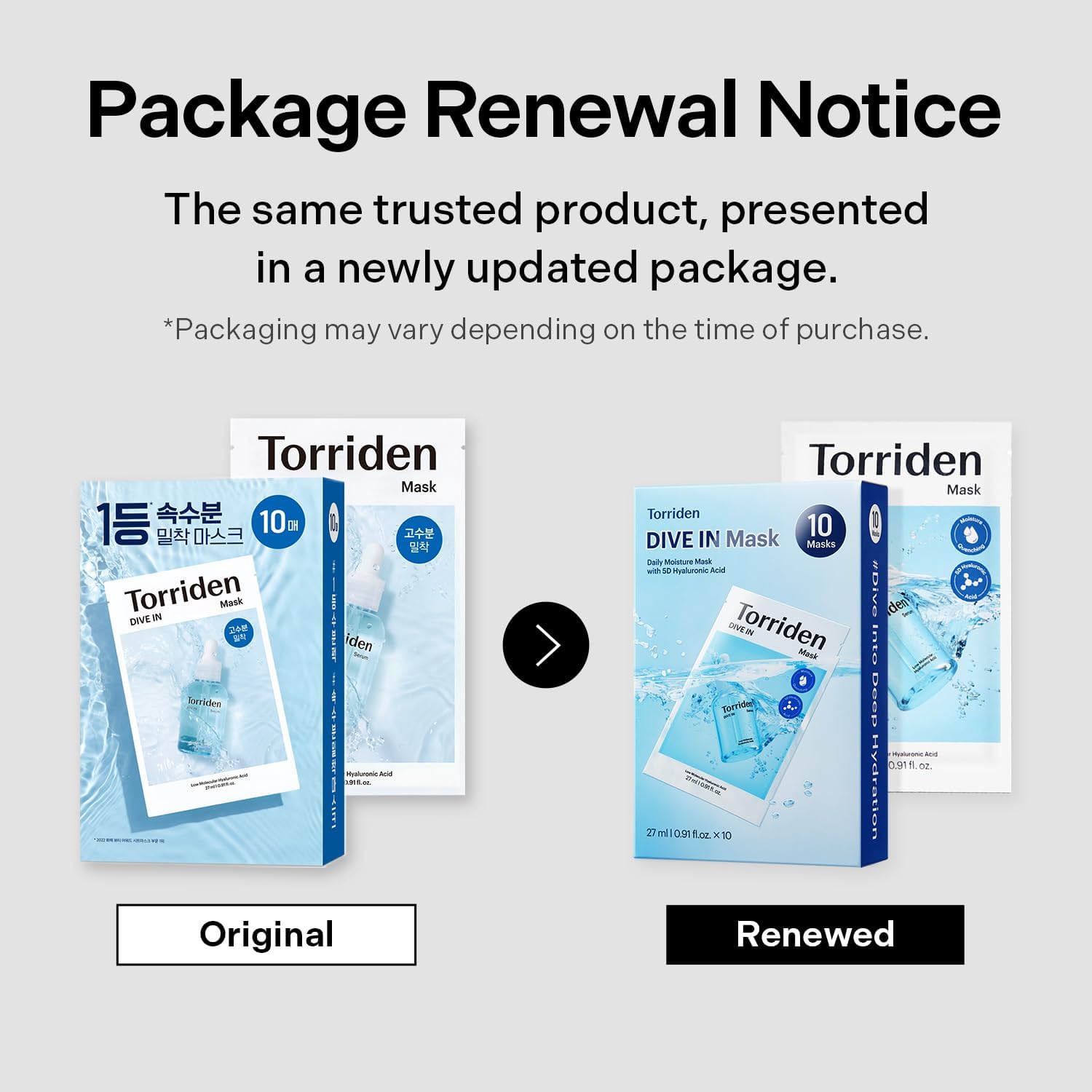 Torriden DIVE IN Hyaluronic Acid Facial Mask (10 sheets)
